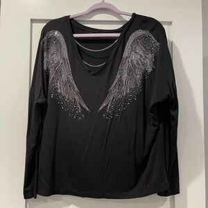VENUS Black Top with Silver Embellishments